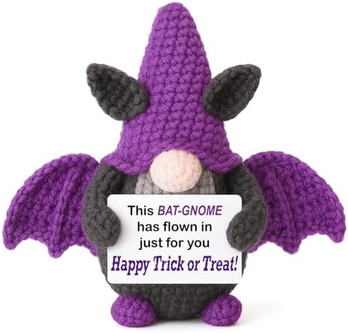 Boo Basket Stuffers for Women Adult, Halloween Teen Girl Boys Gifts Crochet Purple Bat Gnome Spooky Basket Stuffer Halloween Treats Non Candy, Goodie Bag Stuffers in Treat by Wherelovetakesshape