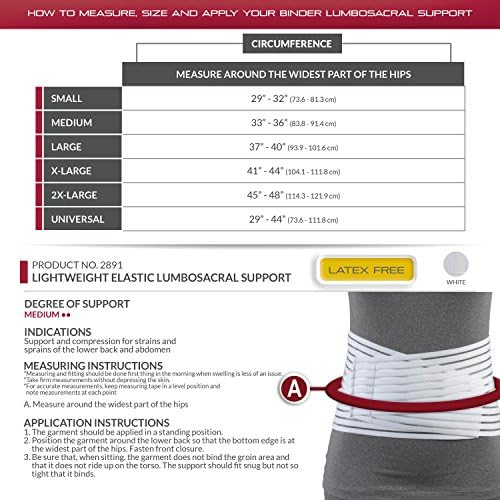 OTC Lumbosacral Support, 7-inch Lower Back, Lightweight Compression, Elastic, White, X-Large - Image 2