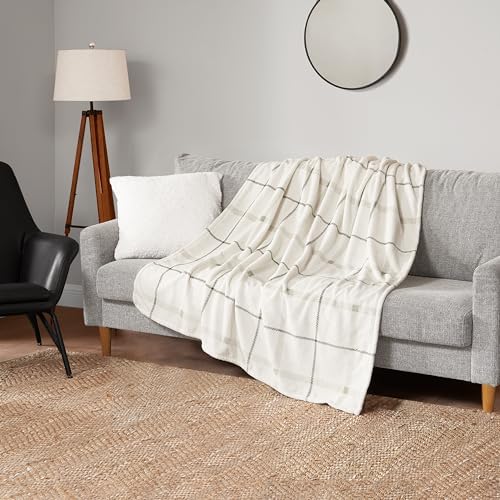 Lucky Brand Palmdale White with Sage Green Plaid 50"x70" Cozy Plush Blanket - Premium Microfiber Throw for Luxurious Comfort - Image 4