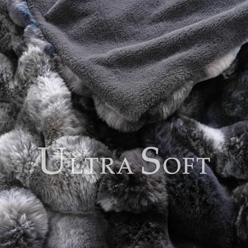 BENVWE Fluffy Faux Fur Throw Blanket for Couch, Soft Plush Thick Cozy Fuzzy Luxury Minky Bubble Blanket for Home Living Room Decor Gift for Women, Tie-dye Grey, 50" x 60", 1100GSM - Image 3