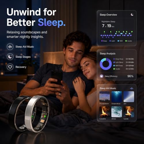 Smart Ring for Women Men, Fitness & Health Tracker with Heart Rate, Blood Oxygen, HRV, Stress, Sleep & Step Tracking, 5ATM Waterproof Smart Ring for iPhone & Android, No Subscription Fee - Image 2