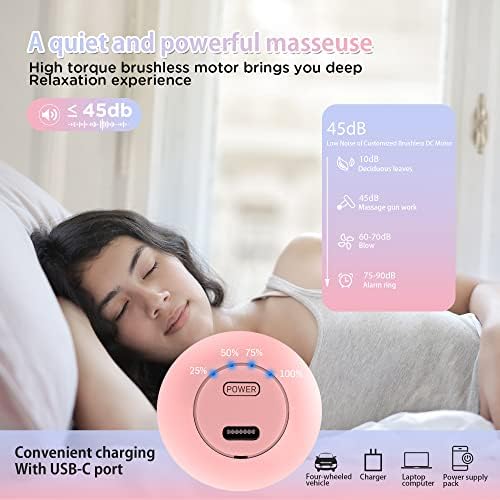 NEPQ Mini Massage Gun, SK6 Fascial Gun Portable Deep Tissue Percussion Muscle Back Head Massager for Pain Relief with 4 Massage Heads 4 Speed High-Intensity Vibration Rechargeable (Pink) - Image 7