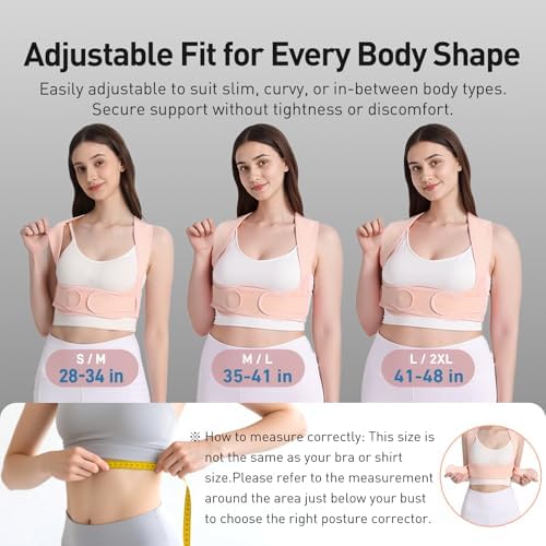 Posture Corrector for Women Back Brace Shoulder Straightener Pink, M/L - Image 4