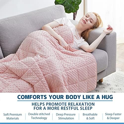 Huloo Sleep Weighted Blanket Queen 20lbs for Adult(60"×80",Pink) Breathable Soft Minky Weighted Throw Blanket for All Season,Heavy Blanket with Premium Glass Beads - Image 4