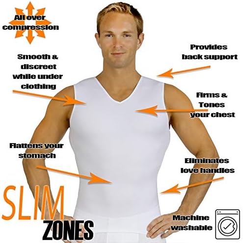 Insta Slim Mens Compression Sleeveless V Neck Muscle Shirt- Slimming Body Shaper Undershirt - Image 5