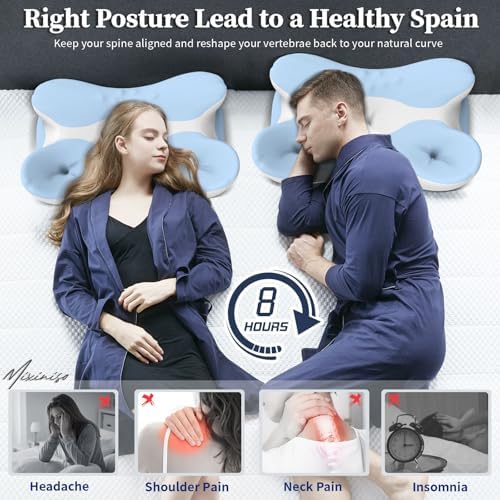 Memory Foam Cervical Pillow for Neck Pain Relief - Ergonomic Contour Pillow for Side, Back & Stomach Sleepers, Orthopedic Neck Support with Cooling Pillowcase - Image 6