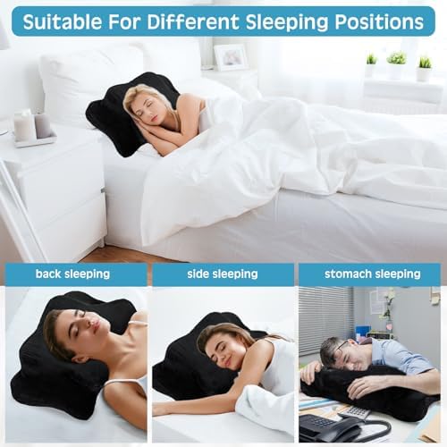Hahafelt Cervical Neck Pillow Case Plush with Zipper, Black, Queen Size - Image 5