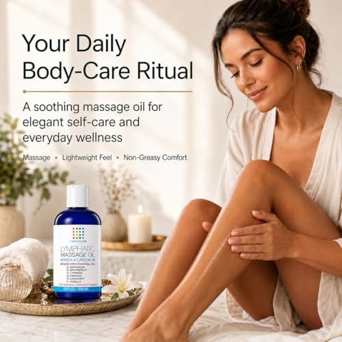 Lymphatic Drainage Massage Oil for Massage Therapy, Arnica & Castor, 8.5 Oz - Image 2