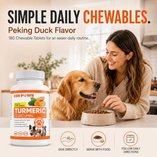 Turmeric Curcumin for Dogs – 180 Duck-Flavored Tablets – Advanced Hip & Joint Formula with Piperine – Supports Mobility, Inflammatory Response, Skin Health & Immune Function - Image 3