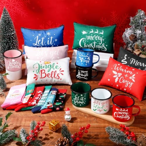 18 Pcs Christmas Gifts Set Xmas Makeup Bags Enamel Mugs Christmas Socks Bulk 2026 Gifts Santa Penguin Party Favors for Adults Coworkers Women Teacher Xmas Winter Party Supplies Decor - Image 3