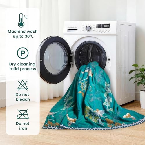 MSGKV Boho Throw Blanket 50"x60" Aviary Botanical Cotton Throw Blanket - Image 6