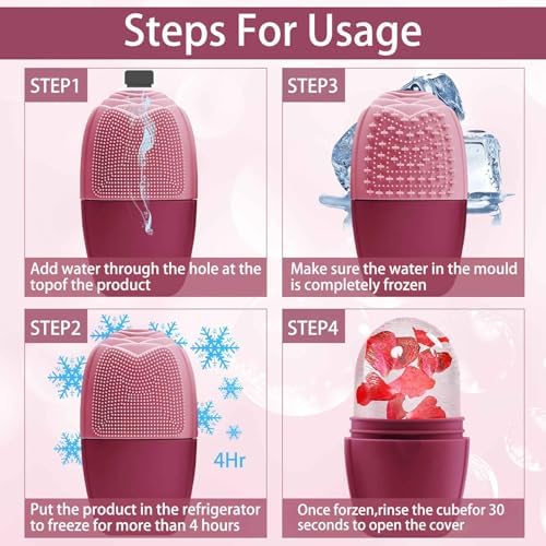 XHJRI Ice Face Roller Massager,Ice Cube Roller for Face, Eyes and Neck Naturally Conditioning and Skin Care,De-Puff Eye Bags,Reduce Migraine Pain,Reusable Massage Silicone Ice Mold (Upgrade Rose) - Image 5