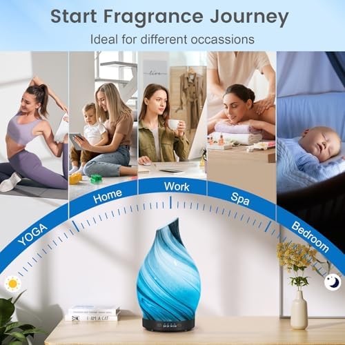 Glass Essential Oil Diffuser for Home, 120ML, 7 Color Lights - Image 6