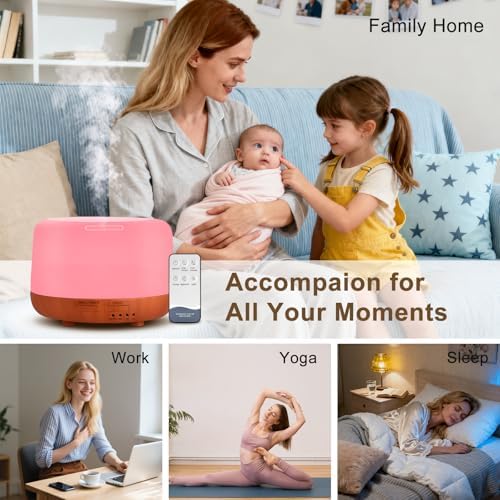 Marchred 300ML Essential Oil Diffuser, Small Aromatherapy Diffuser with Remote, 7-Color LED Light, 4 Timer Settings, Safe Auto-Off, for Bedroom, Desk, Home Office - Image 7