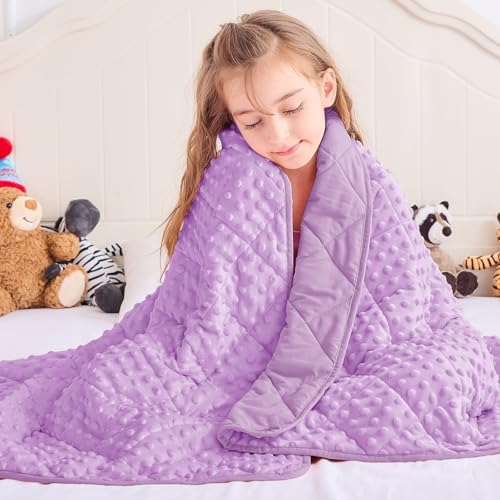 yescool Weighted Blanket 3 lb Light Purple Small Weighted Lap Blanket for Boys and Girls, Cooling Weighted Throw Blankets Minky Heavy Blankets, for 20-45lbs, 36 * 48in - Image 2