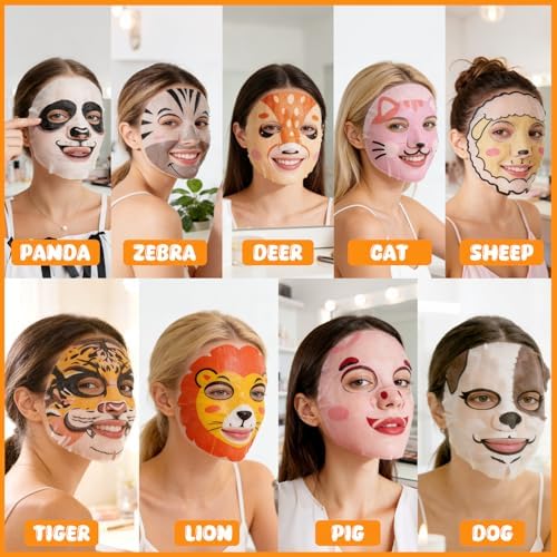 9 Packs Animal Character Facial Masks, Deep Hydrating Spa Masks for All Skin Types, Gift for Kids' Birthday Party, Enjoy Skincare Life, Girl's Night - Image 3