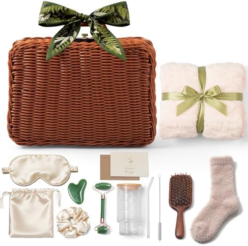 14-Piece Vintage Birthday Gift for Women, Relaxing Spa Care Package with Blanket, Self-Care Gift Basket for Women, Wife, Sister, Best Friend by Unknown
