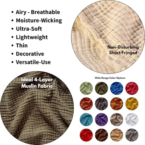 Muslin Blanket - Pure 100% Turkish Cotton Airy Soft Light Versatile Gauze Throw Blanket for Bed, Couch, Sofa (Cinnamon Brown, Twin XL Size (71" x 95" inch)) - Image 5