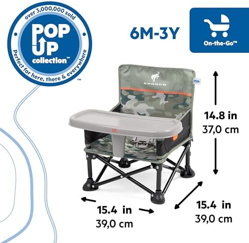 Bright Starts Ford Bronco Pop 'N Sit Portable Booster Chair, Floor Seat, Indoor/Outdoor Use, Compact Fold, Camo Print, 6 Mos - 3 Yrs - Image 6