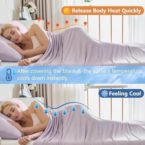 CHOSHOME Cooling Blanket for Hot Sleepers - Summer Blanket Thin Soft Lightweight Breathable Double Side Enhanced Cooling for Hot Flashes, Night Sweats, Bed, Couch (Purple, 50 x 70 inches) - Image 4