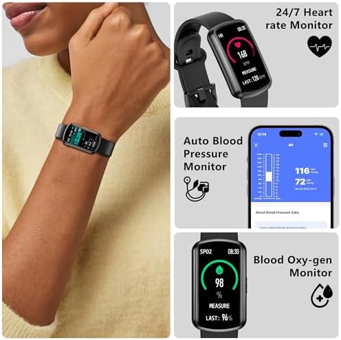 Health Fitness Tracker, Smart Watch with 24/7 Heart Rate, Activity Tracker with Blood Pressure and Blood Oxygen Monitor, 120 Sport Mode Waterproof Sleep Tracker for Women Men - Image 3