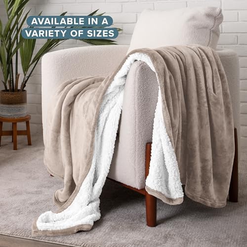 Bare Home Sherpa Fleece Blanket (King, Pebble) - Image 2