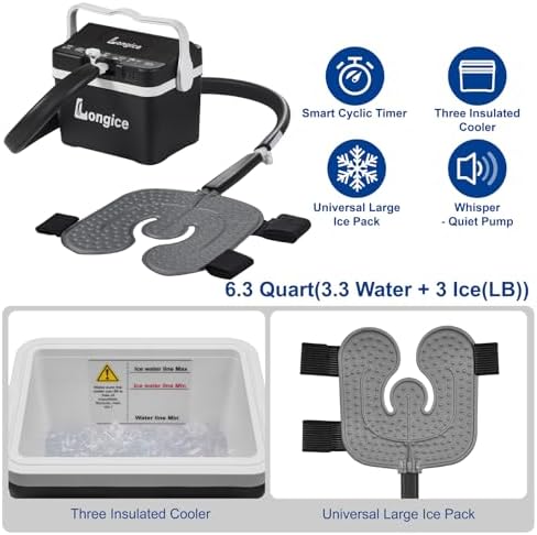 Longice Universal Ice Therapy Unit,Cold Therapy Unit with Programmable Timer,Cold Therapy System,Ice Therapy Machine for Shoulder,Knee,Foot (Black) - Image 2