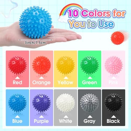 Liliful 36 Pcs Spiky Massage Balls for Feet, Back, Hand Massage Roller Squeeze Balls Plantar Fasciitis Ball Bulk for Foot Hand Trainer Therapy, 10 Colors 3 Inch Multipack - Image 3