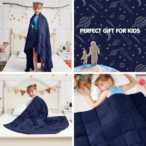 yescool Navy Weighted Blanket 10 Pounds Twin Cooling Weighted Lap Blanket, Heavy Blanket, Weighted Throw Blanket Gifts for 80-110lbs, 40" x60 - Image 4