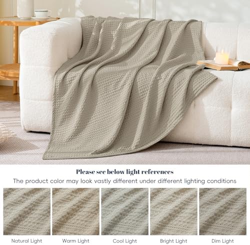 PHF Lightweight Waffle Weave Blanket King Size 104"x 90", Soft Woven Summer Blanket for Hot Sleepers - Aesthetic Home Decor for Couch Bed Sofa, Pet Friendly, Taupe - Image 6