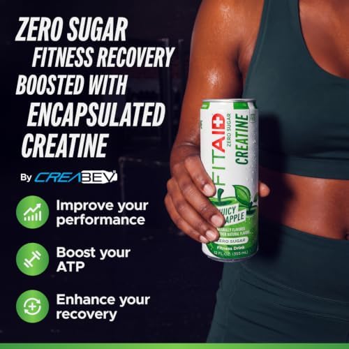 FITAID Creatine Recovery Drink, Electrolytes, Zero Sugar, Apple, 4pk - Image 4