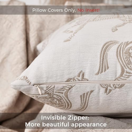 Throw Pillow Cover 18x18'' Inches, Double Sided Horse Chenille Jacquard Embroidery Couch Sofa Pillow Cushion Covers, Modern Equestrian Decorative Pillows Cover for Living Room Bedroom - Image 4