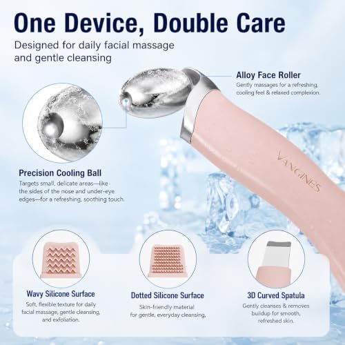Ice Roller for Face & Eyes, Cooling Facial Roller with Blackhead Remover & 2 Silicone Brushes, Stainless Steel Face Roller for Puffiness, Pores & Deep Cleansing (Pink) - Image 4