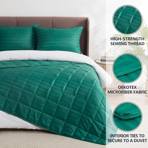 Weighted Blanket Queen/King Size (80"x87" 15lbs),Ultra Soft and Cozy Cooling Weighted Blanket for Adult,Heavy Blanket with Machine Washable Soft Blanket, Green - Image 5