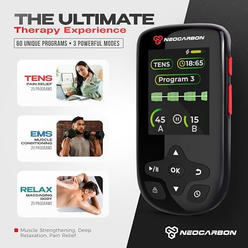 NEOCARBON TENS Unit Muscle Stimulator Ultra for Pain Relief, Black - Image 3