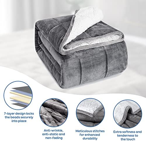 Cottonblue Sherpa Fleece Weighted Blanket for Adults Queen Size 15lbs 60x80 - Image 4