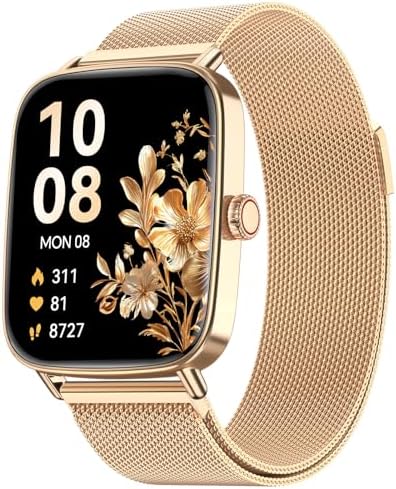Smart Watch for Men Women, 1.85" HD Smartwatch Compatible iPhone/Samsung/Android (Answer/Make Calls), 100+ Sport Modes Fitness Tracker with Heart Rate/Sleep/SpO2 Monitor, IP68 Waterproof, Metal Band by AEAC