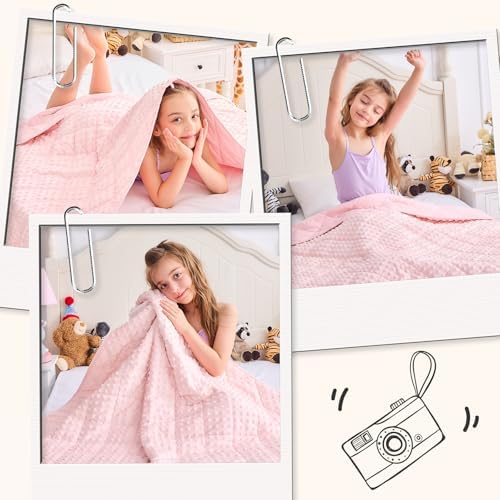yescool Pink Weighted Blanket 7 Pounds Twin Size Cooling Weighted Throw Blanket, Minky Heavy Blankets Warm Weighted Comforter, Big Washable Thick Blankets Gift for 60-90lbs, 40 * 60in - Image 6