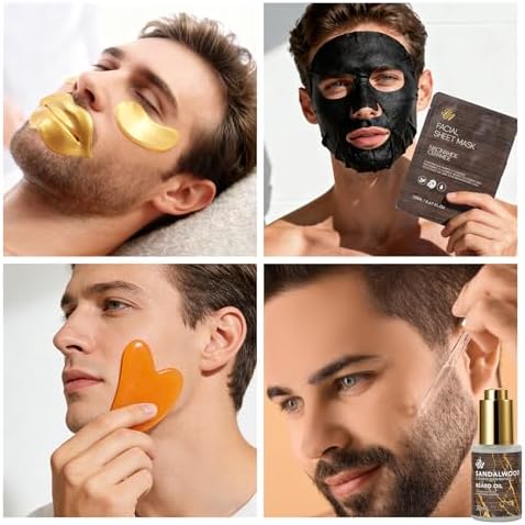 Sandalwood 32 Pcs Bath & Body Gifts Basket for Men, Beard Grooming Gift Set - Image 7