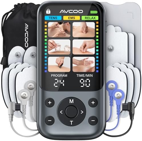 AVCOO Color Screen 24 Modes TENS Unit Muscle Stimulator for Pain Relief by AVCOO