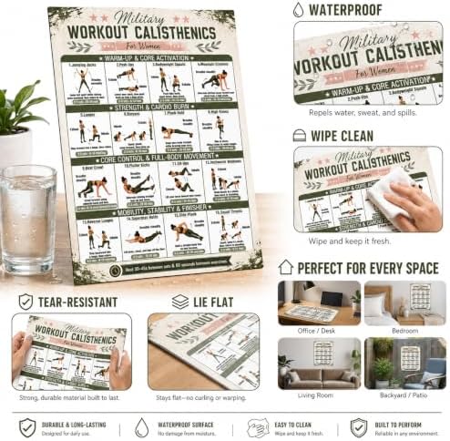 2pcs Military Calisthenics Workout for Women Poster Unframed 12x18 in - Image 2