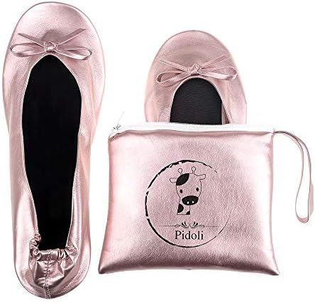 Ballet Flats Shoes -Women's Foldable Portable Travel Roll Up Shoes with Pouch by pidoli