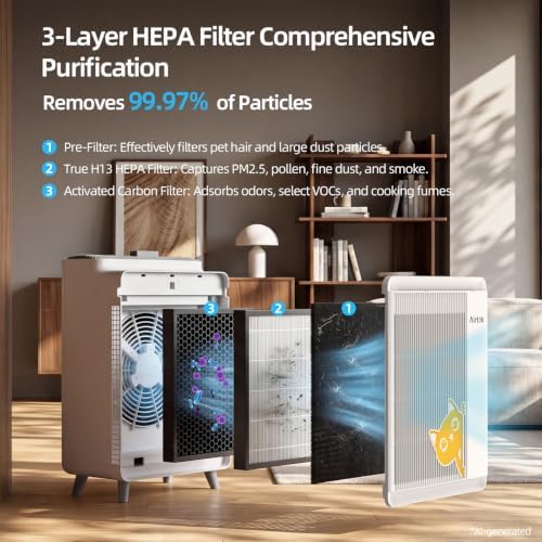AIRTOK Air Purifier for Home Bedroom Large Room - Image 3
