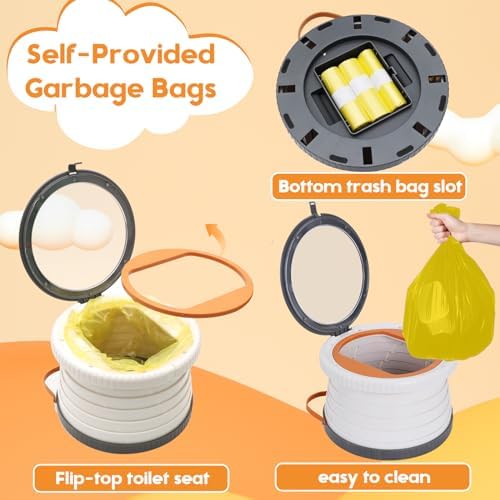 SunnySmile Portable Toilet for Kids,Portable Potty Seat for Toddler Travel,Travel Potty with Travel Bag, Applicable to Camping, Indoor/Outdoor Use, Includes 45 Replacement Bags (Grey) - Image 2