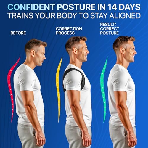 NEW 2026 Posture Corrector for Men & Women – Adjustable Figure-8 Back Brace for Rounded Shoulders & Upper Back Support – Breathable & Invisible Under Shirts – Desk Job & Computer Work – All-Day Brace (1, Black) - Image 2
