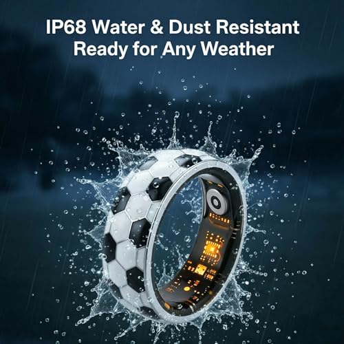 Smart Ring for Women, Soccer Inspired Design (Black,9#) - Image 5