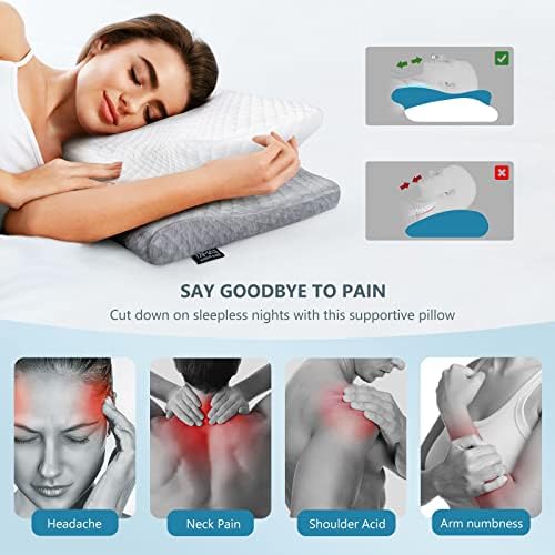 ZAMAT Adjustable Cervical Memory Foam Pillow, Odorless Neck Pillows for Pain Relief, Orthopedic Pillows for Sleeping with Cooling Pillowcase, Ergonomic Support Pillow for Stomach, Back, Side Sleeper - Image 2