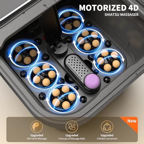 Collapsible Foot Spa Bath with Heat and Massage, Motorized Shiatsu Foot Massager Tub for Plantar Fasciitis & Stress Relief, Temp Control, Bubbles, Remote, Pedicure Spa at Home - Image 4