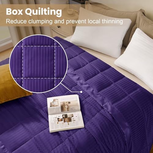 downluxe Queen Size Blanket with Satin Trim, Lightweight Down Alternative Blankets Queen Size for All Season, Machine Washable (Purple, 90x90 Inch) - Image 2