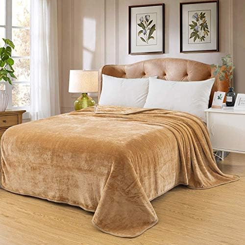 Polar Fleece Blankets Twin Size for The Bed Extra Soft Brush Fabric Super Warm Sofa Blanket 66" x 90"(Camel Twin) - Image 2